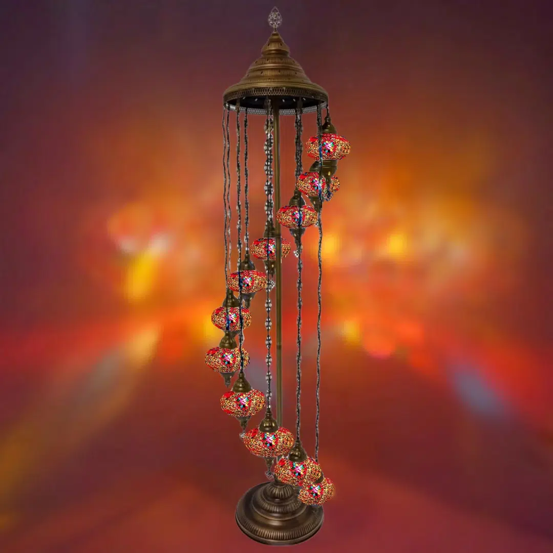 11 Ball Turkish Style Floor Lamp with Larger Glass GLA17OR1