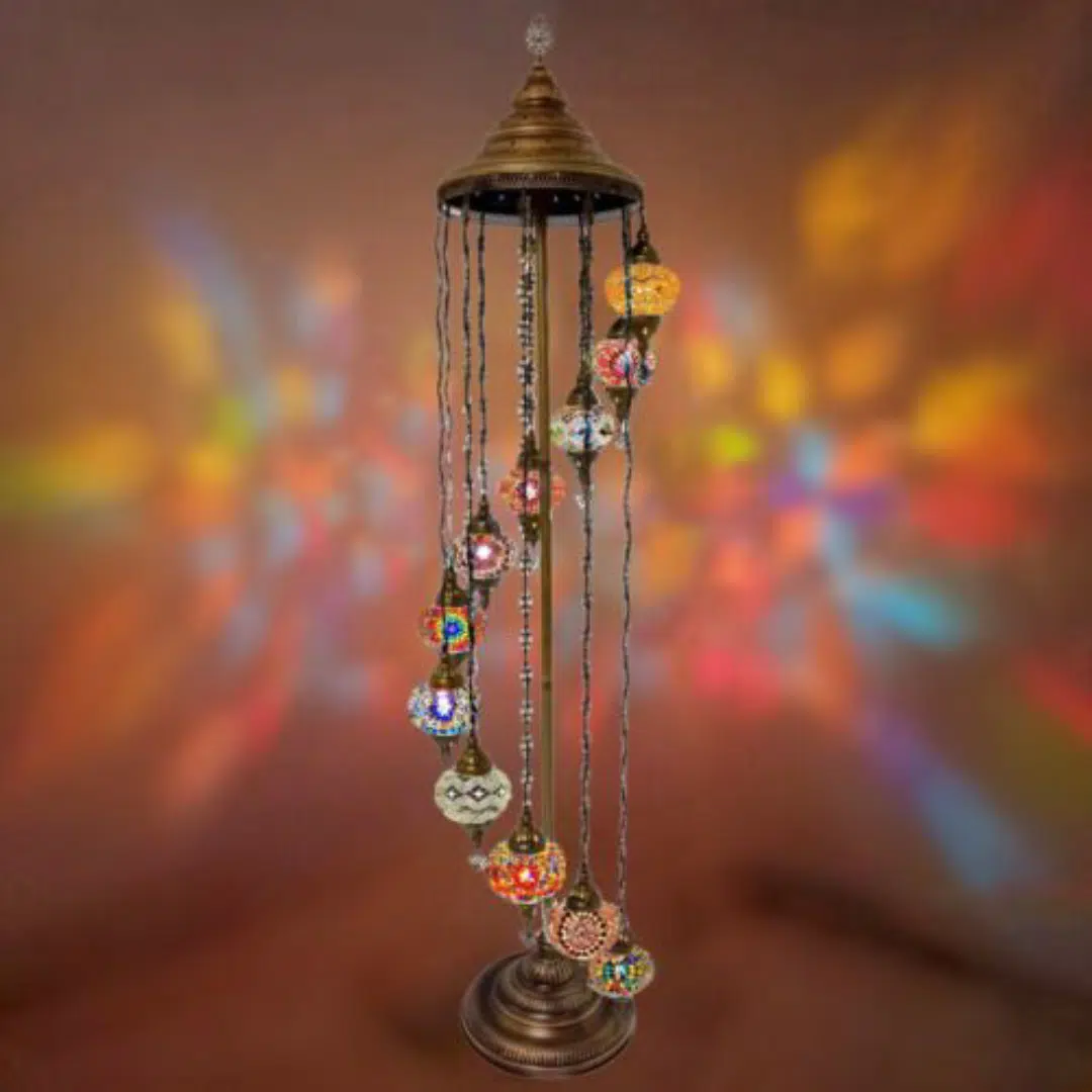 11 Ball Turkish Style Floor Lamp with Small Glass GLA13MIX- 1