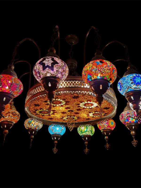 12 Ball Turkish Large Mosaic Chandelier Lamp Light Hallway Restaurant