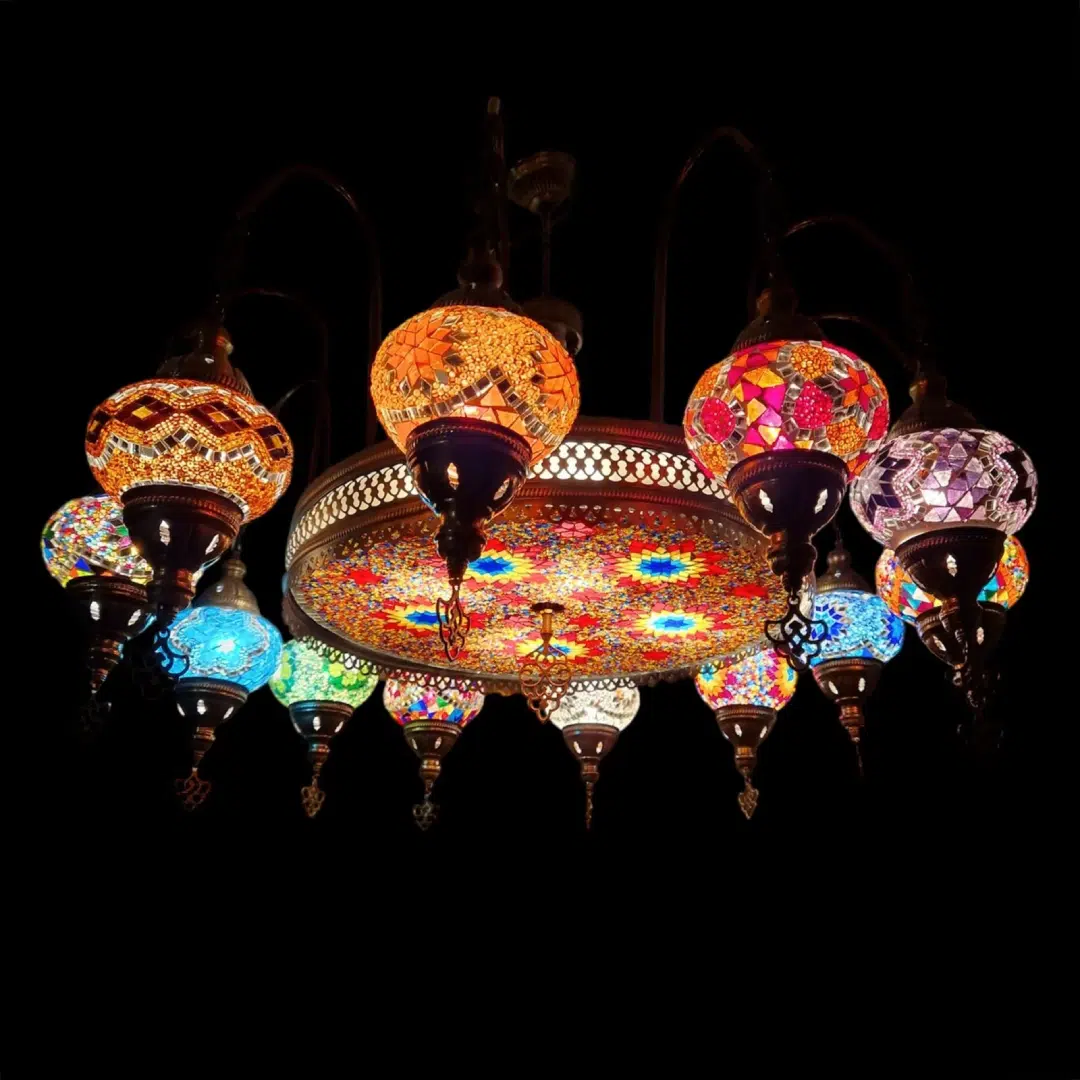 12 Ball Turkish Large Mosaic Chandelier Lamp Light Hallway Restaurant
