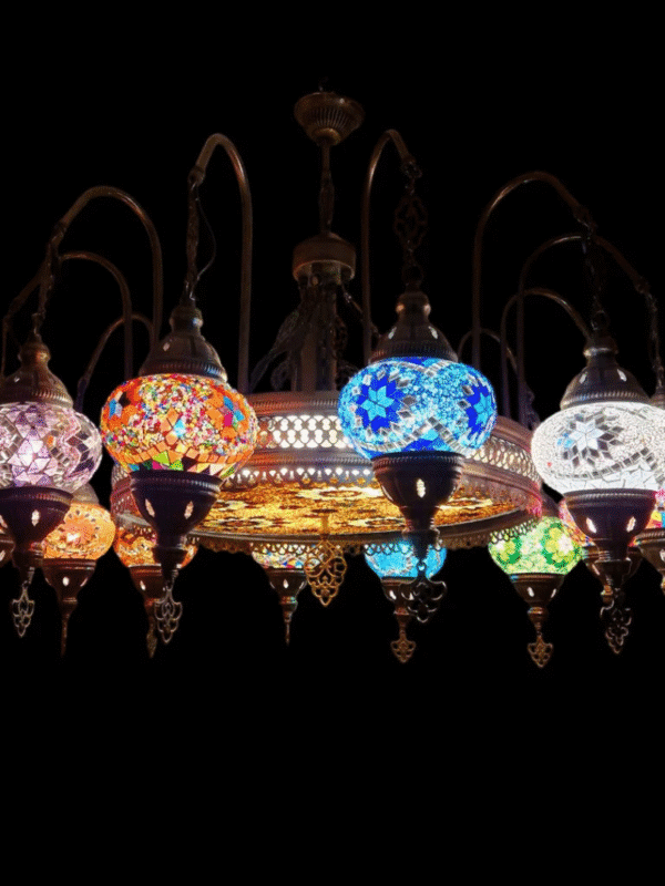 12 Ball Turkish Large Mosaic Chandelier Lamp Light Hallway Restaurant