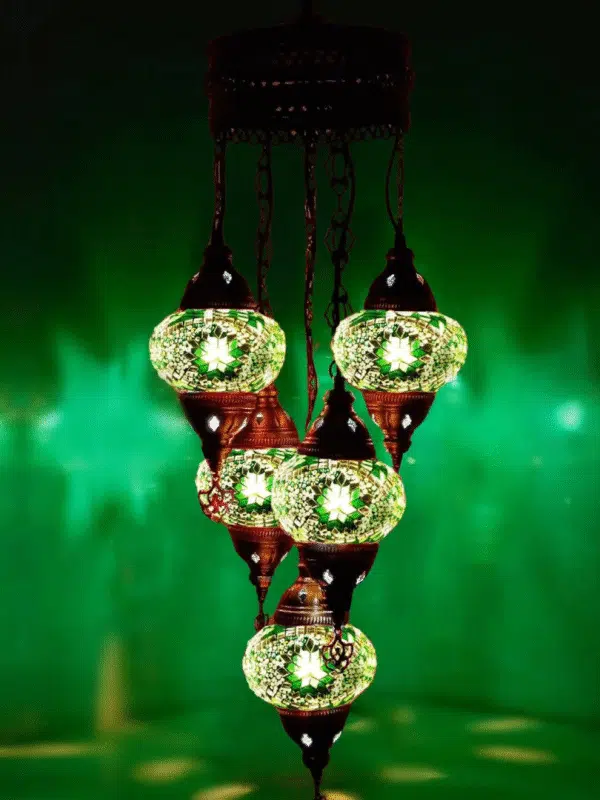 5 Ball Turkish Style Chandelier GR1 - 100cm Drop