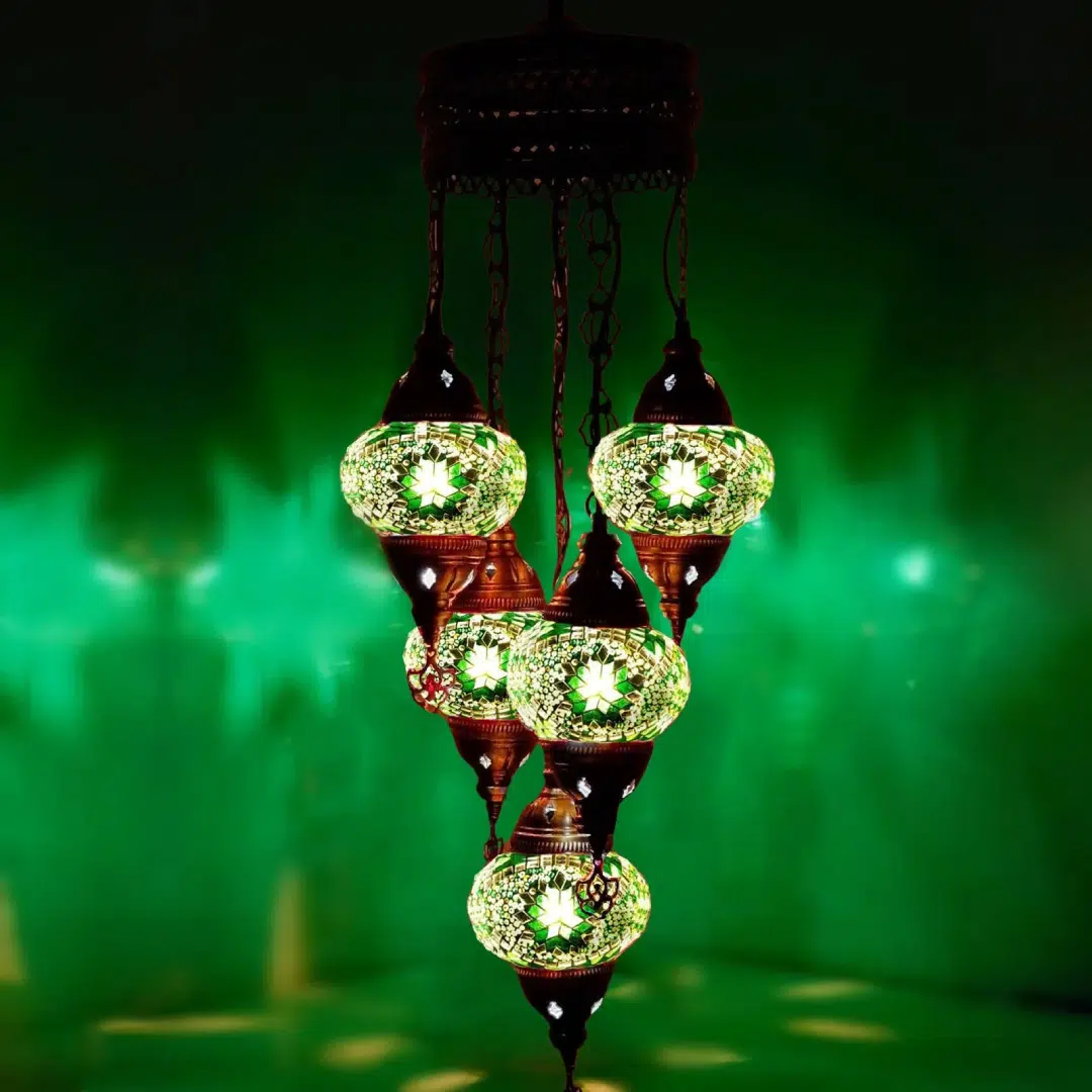 5 Ball Turkish Style Chandelier GR1 - 100cm Drop