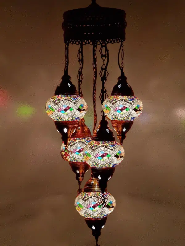 5 Ball Turkish Style Chandelier MC11 - 73cm Drop