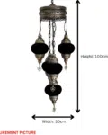 5 Ball Turkish Style Chandelier MC11 - 100cm Drop