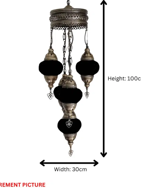 5 Ball Turkish Style Chandelier MC11 - 100cm Drop