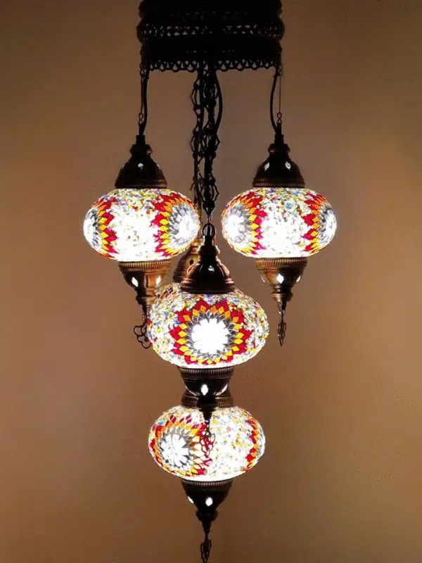 5 Ball Turkish Style Chandelier MC2 73CM DROP - LARGE GLASS 1