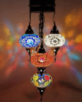 5 Ball Turkish Style Chandelier MIX 73CM DROP - LARGE GLASS
