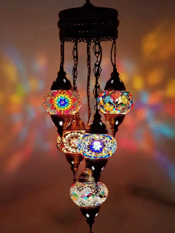 5 Ball Turkish Style Chandelier MIX - 73cm Drop