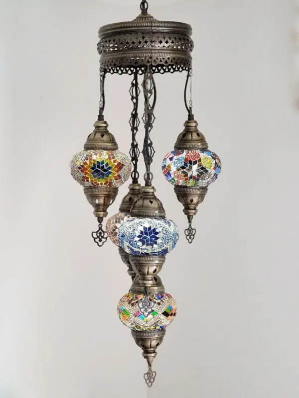 5 Ball Turkish Style Chandelier MIX - 73cm Drop