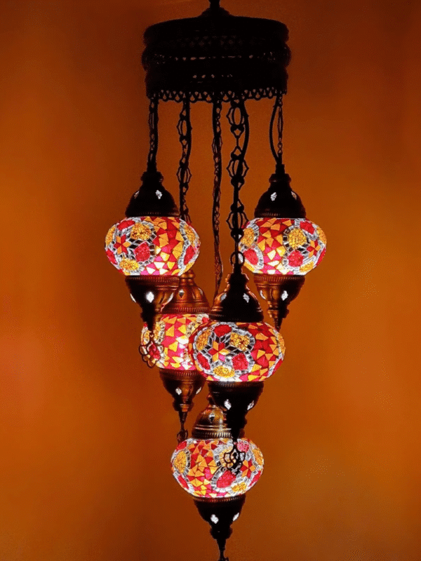 5 Ball Turkish Style Chandelier OR9 - 73cm Drop