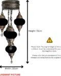 5 Ball Turkish Style Chandelier OR9 - 73cm Drop