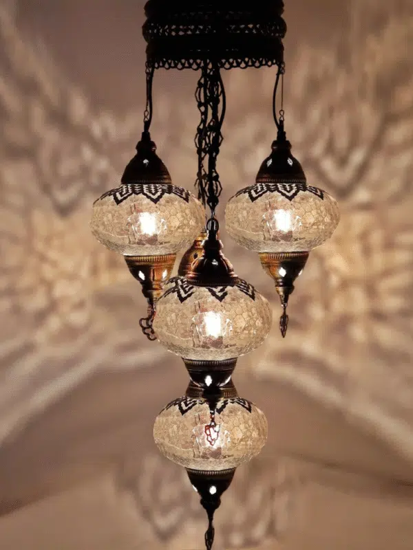 5 Ball Turkish Style Chandelier OTO 100CM DROP - LARGE GLASS