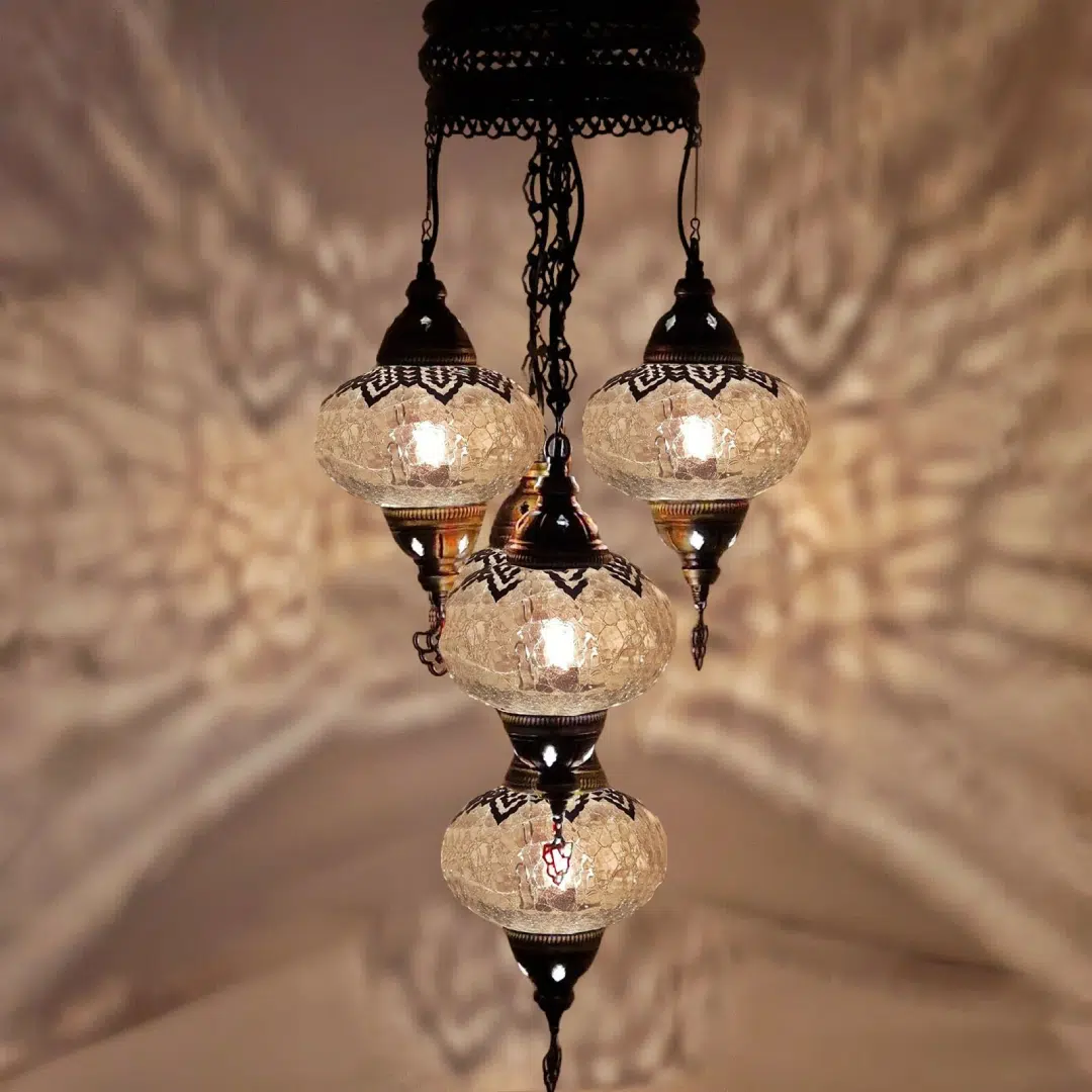 5 Ball Turkish Style Chandelier OTO 100CM DROP - LARGE GLASS