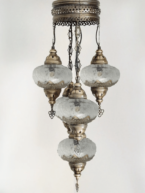 5 Ball Turkish Style Chandelier OTO 100CM DROP - LARGE GLASS