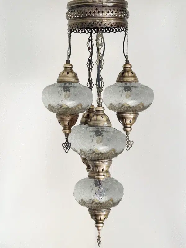 5 Ball Turkish Style Chandelier OTO 100CM DROP - LARGE GLASS