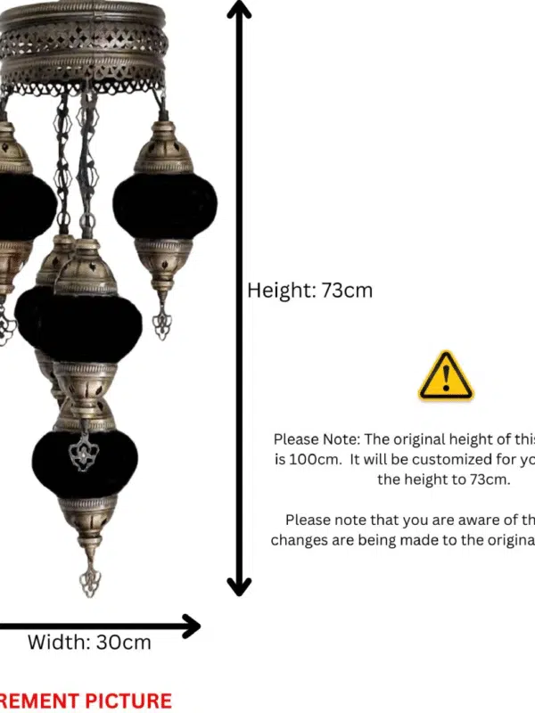 5 Ball Turkish Style Chandelier OTO 73CM DROP - LARGE GLASS