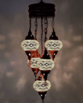 5 Ball Turkish Style Chandelier W10 - 100cm Drop