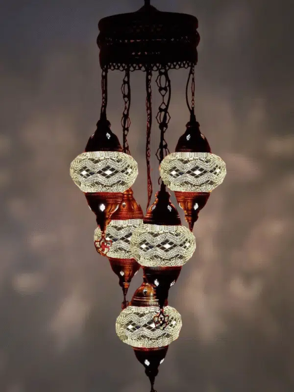 5 Ball Turkish Style Chandelier W10 - 100cm Drop