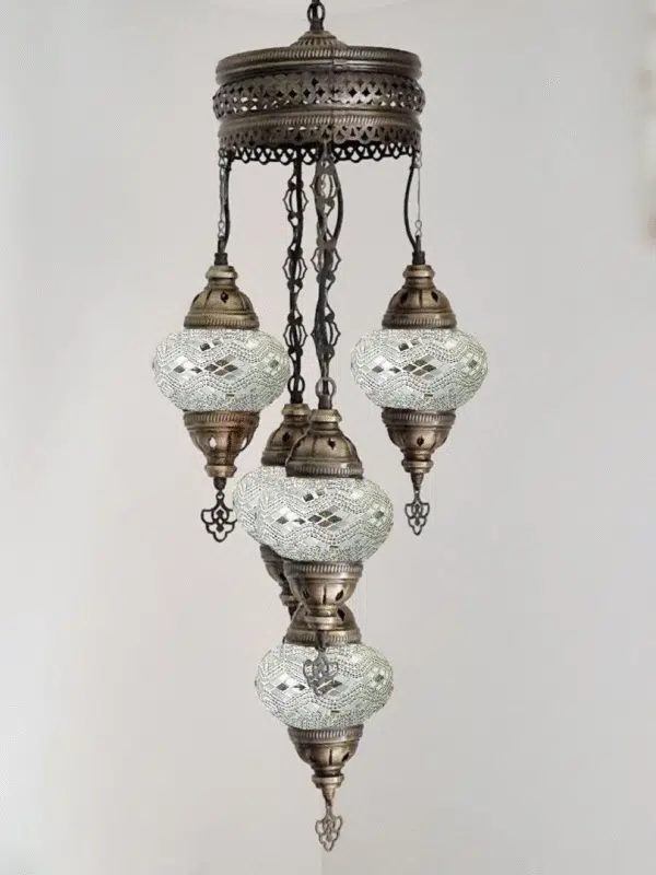 5 Ball Turkish Style Chandelier W10 - 100cm Drop
