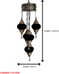 5 Ball Turkish Style Chandelier W10 - 100cm Drop