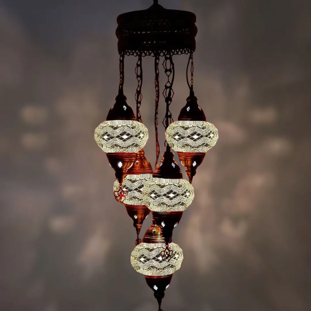 5 Ball Turkish Style Chandelier W10 - 73cm Drop