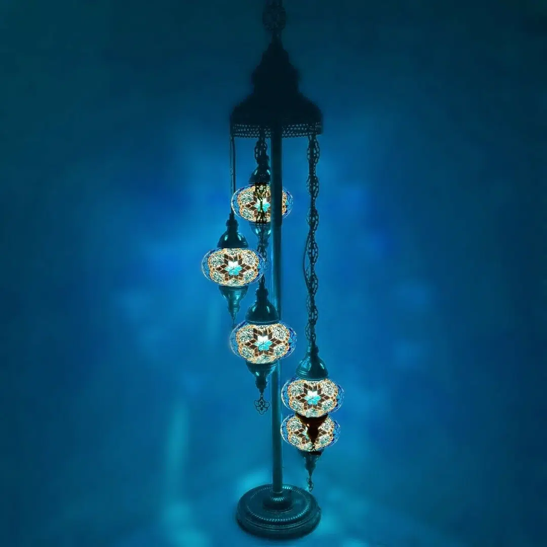 5 Ball Turkish Style Floor Lamp Large Glass B4A
