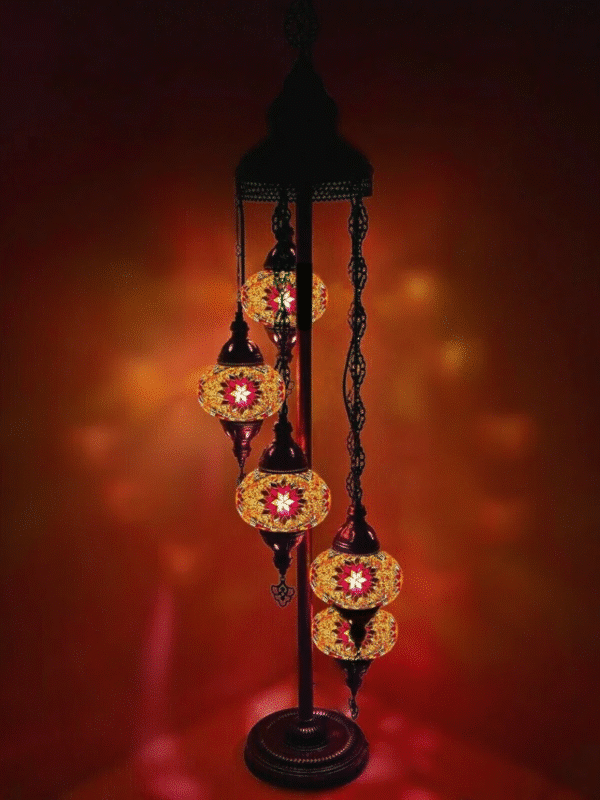 5 Ball Turkish Style Floor Lamp Large Glass OR1