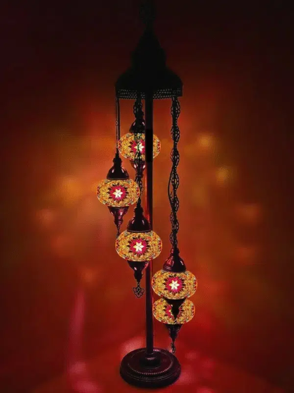 5 Ball Turkish Style Floor Lamp Large Glass OR1