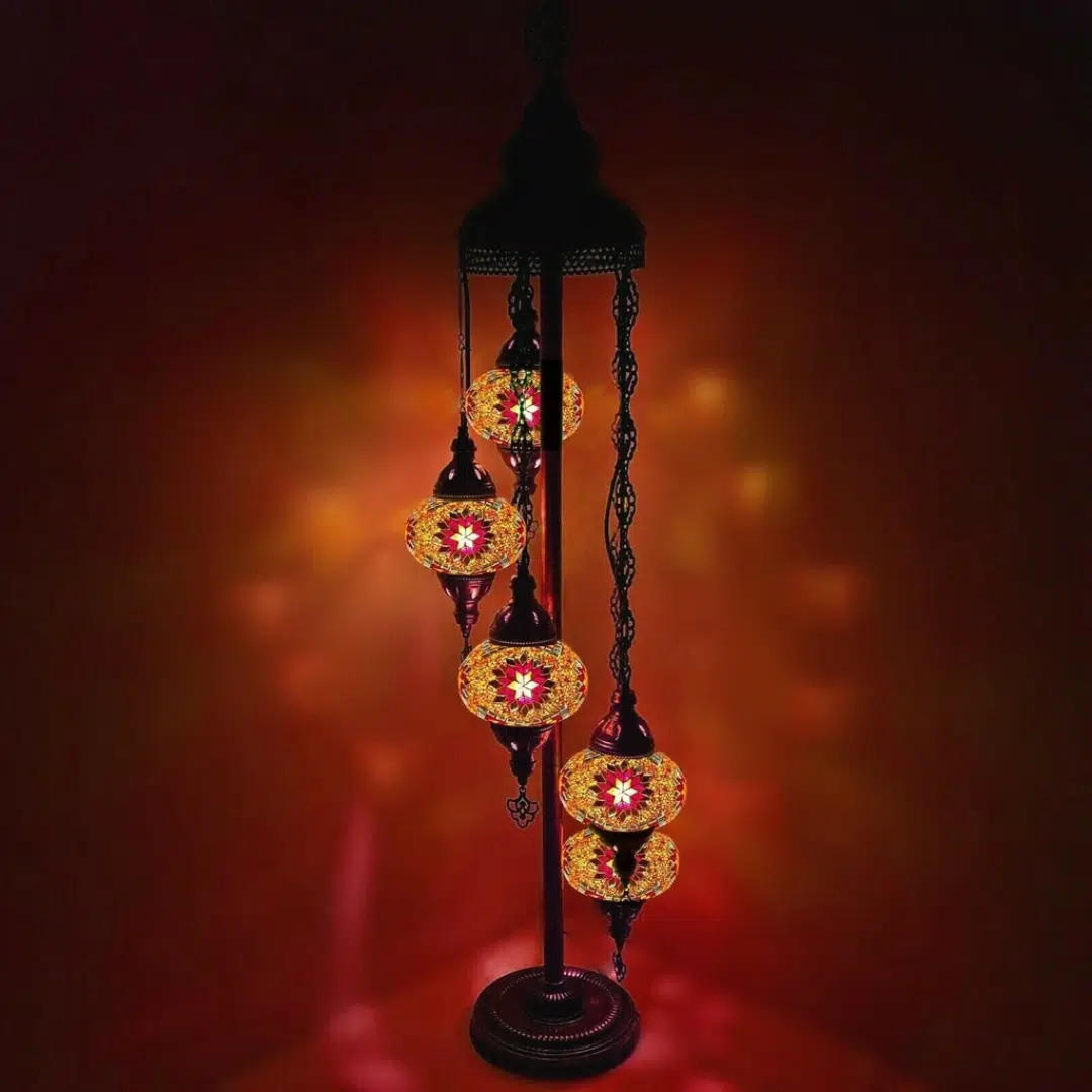 5 Ball Turkish Style Floor Lamp Large Glass OR1