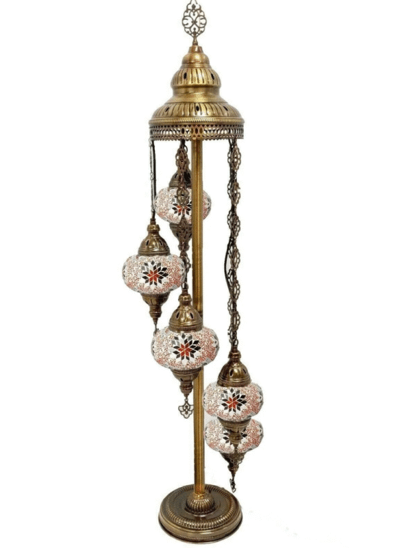 5 Ball Turkish Style Floor Lamp Large Glass OR1