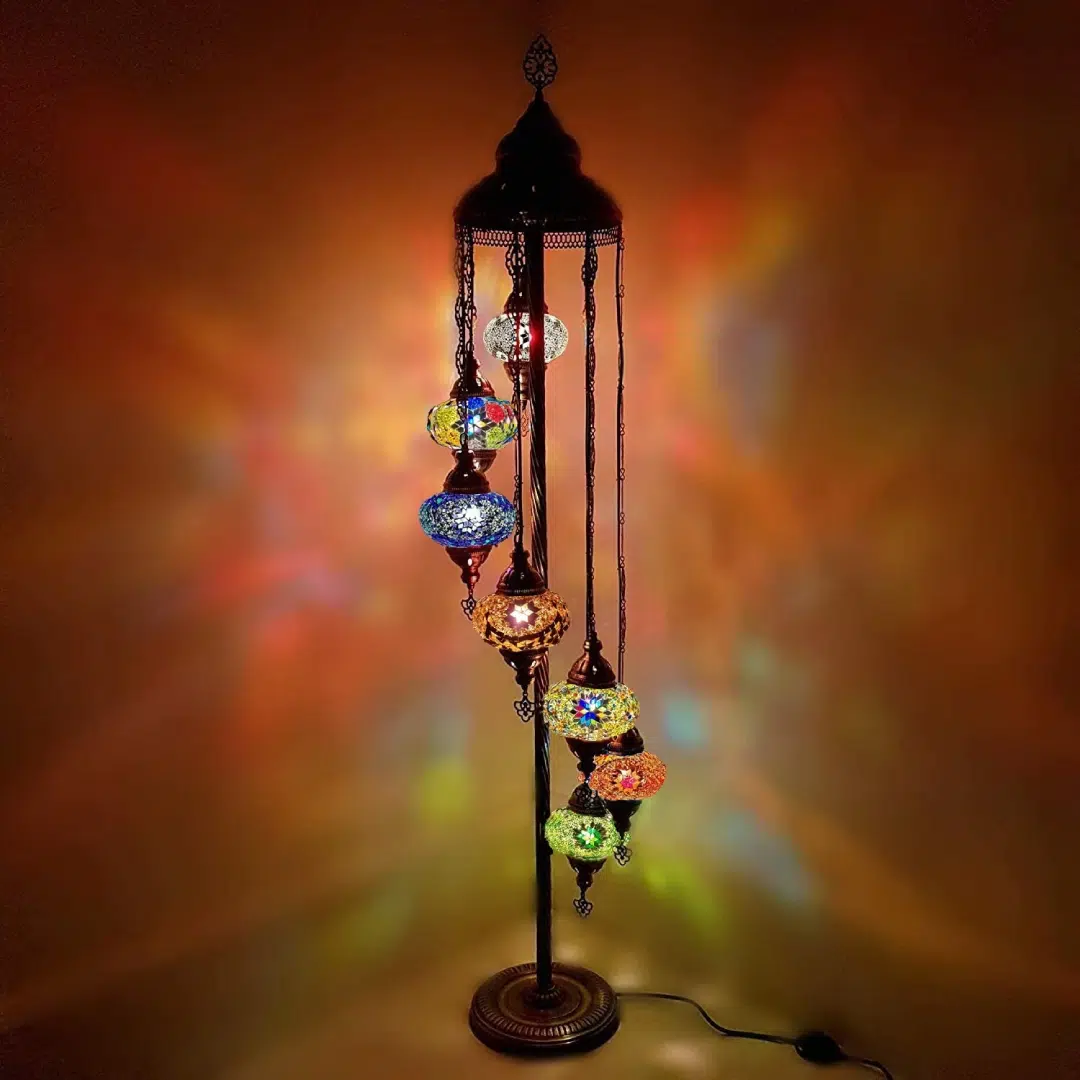 7 Ball Turkish Style Floor Lamp with Larger Glass GLA17MC2