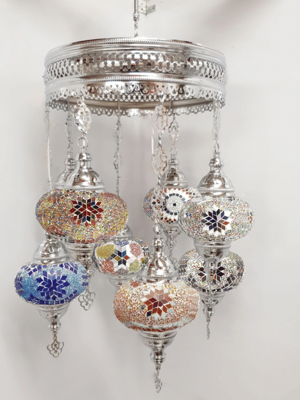 8 Ball Turkish Style Silver Chandelier Multi colour
