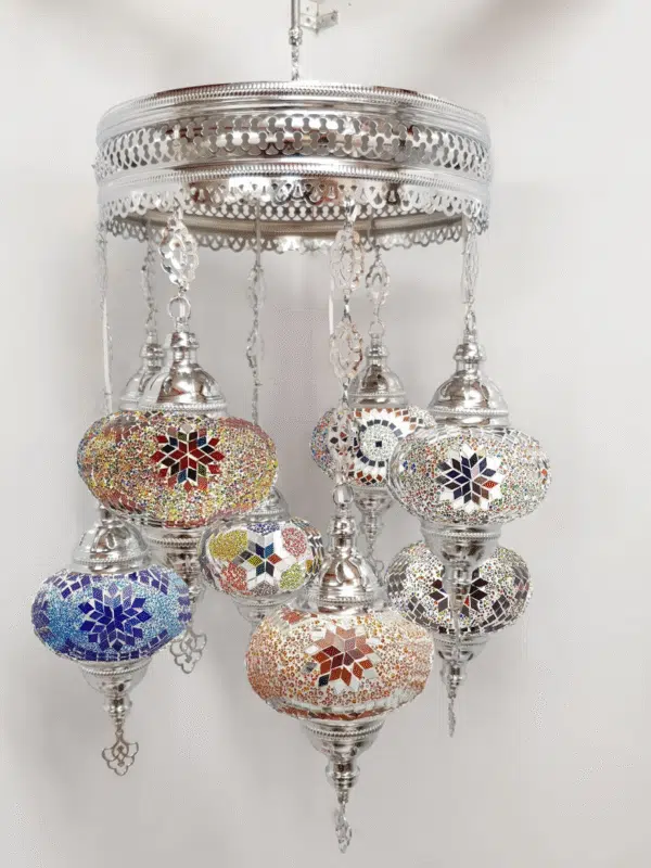 8 Ball Turkish Style Silver Chandelier Multi colour