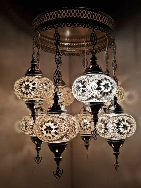 8 Ball Turkish Style Chandelier White MIX -17cm