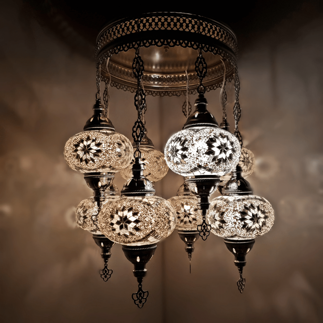 8 Ball Turkish Style Chandelier White MIX -17cm