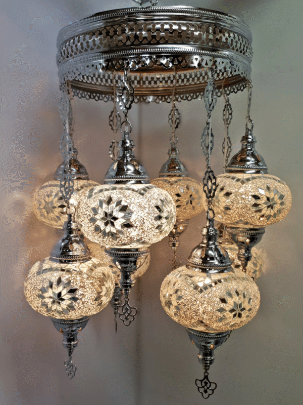 8 Ball Turkish Style Chandelier White MIX -17cm