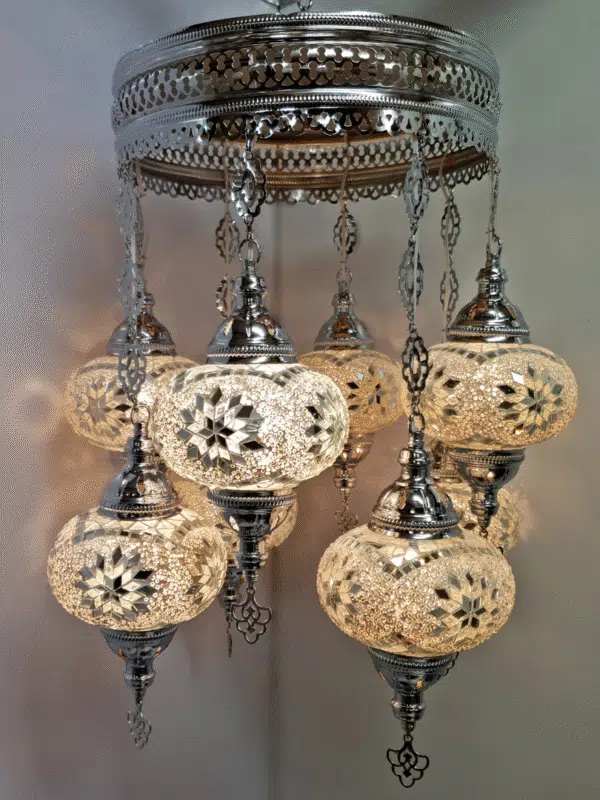 8 Ball Turkish Style Chandelier White MIX -17cm