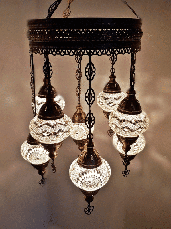 8 Ball Turkish Style Chandelier White Mix