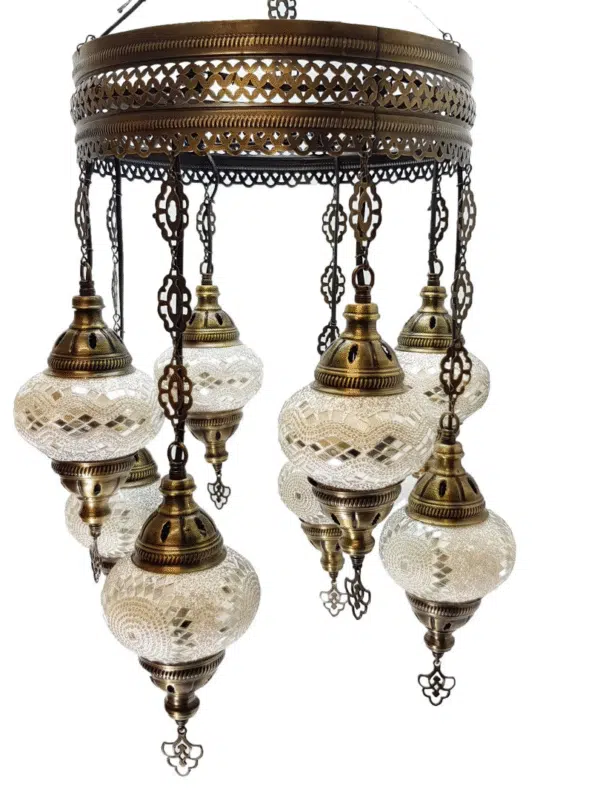 8 Ball Turkish Style Chandelier White Mix