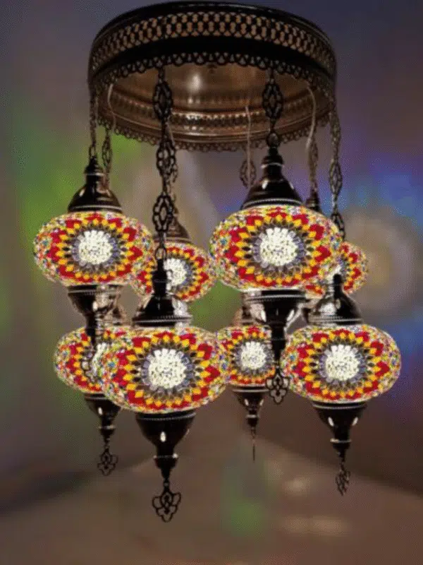 8 Ball Turkish Style Silver Chandelier Multi colour
