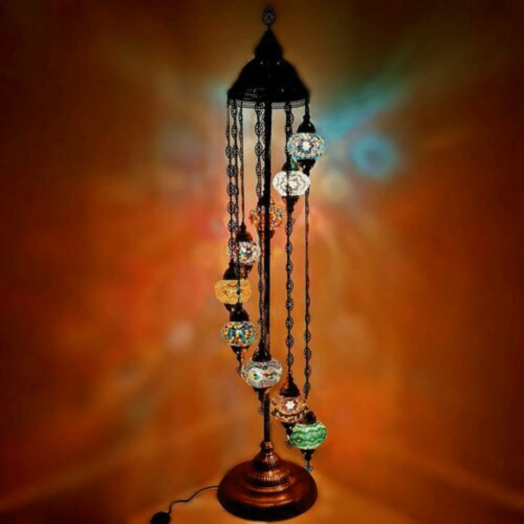 9 Ball Turkish Style Floor Lamp Medium Glass