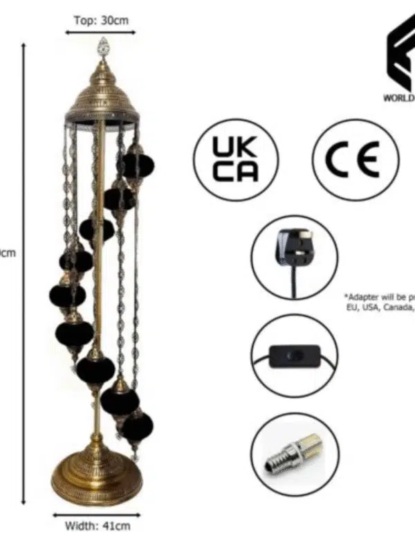 9 Ball Turkish Style Floor Lamp Medium Glass