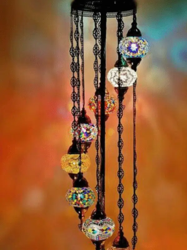 9 Ball Turkish Style Floor Lamp Medium Glass